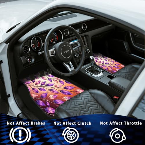 Leave Car Floor Mats Set of 4 Purple Botanical Branch Nature Gradient Automotive Foot Mats Rugs Carpet for Car Non-Slip Auto Car Accessories Universal Fit for Car SUV Truck Van - color: Leave