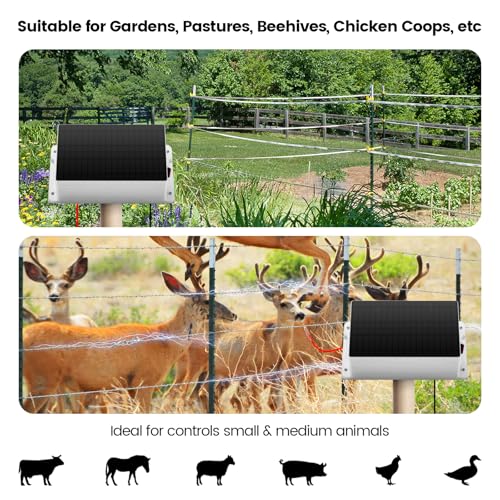 Solar Fence Charger - Briidea Solar Electric Fence Energizer for Up to 5.6 Miles, 0.2 Joule Output, IP66 Waterproof for Livestock, Gardens, Poultry & Predator Control, Easy to Install - color: 0.2 Joule