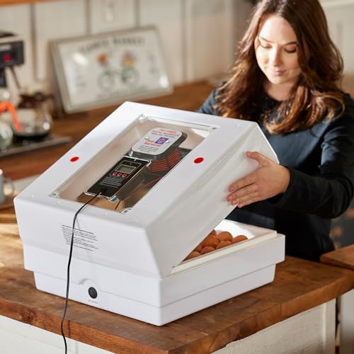 Farm Innovators Model 2450 Pro Series Digital Circulated Air Egg Incubator with Automatic Egg Turning and Humidity Control, 41 Egg Capacity | 4 dozen egg capacity; auto turner; integrated fan; digital display w/temperature, humidity, days to hatch; large