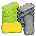 Dish Sponges Kitchen, 12 Pack Multi-Purpose Microfiber Scrub Sponge - Dual-Sided Heavy Duty Non-Scratch Scrubber, Reusable Cleaning Sponge for Dishes, Pots, Pans, Stovetop & Sink