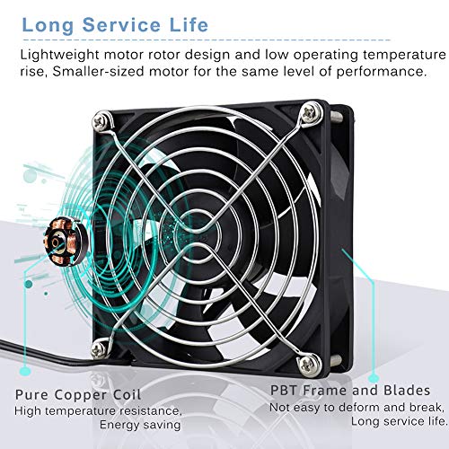 GDSTIME AXIAL 9225, New Muffin Fan, 110V 115V 120V 220V 240V AC 90mm 92mm Fan, for DIY Cooling Ventilation Exhaust Projects | AXIAL 9225, Muffin Fan, 80V - 240V, High Speed, for DIY Cooling Ventilation Projects - size: 92x92x25mm