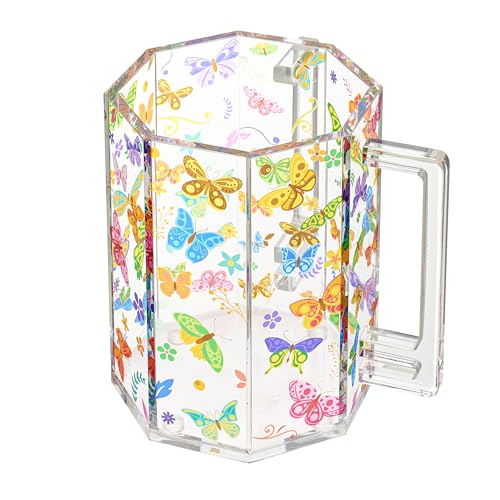 Butterfly Lucite Acrylic Washing Cup with Dual Handles, 5 Inch Negel Vasser, Netilat Yadayim | Elegant Judaica Hand Was for Jewish Rituals, Kohanim, Shabbat, Holidays & Everyday Kitchen Decoration - color: Butterfly
