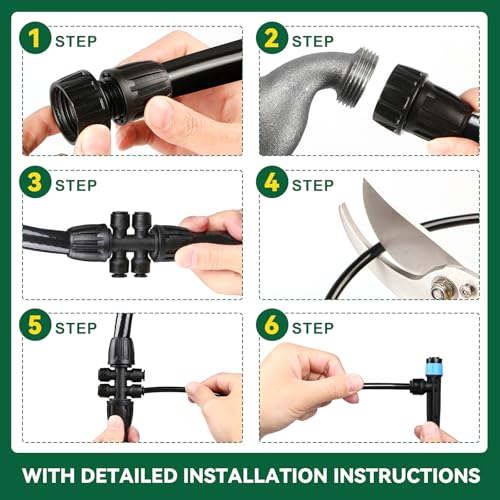 Drip Irrigation System for Garden, 2026-Upgraded Quick Connect Garden Watering Kit All-in-One with 1/2 inch 1/4 inch Irrigation Tubing for Garden, Lawn, Greenhouse, Raised Beds (233FT) - size: 233FT
