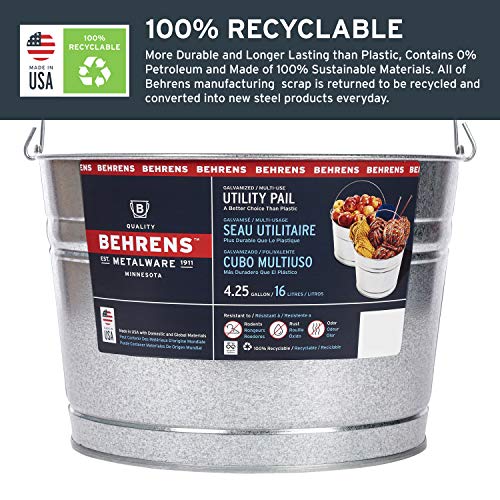 Behrens C17GS 4-1/4-Gallon Galvanized Steel Pail - size: 17 quarts, style: Galvanized