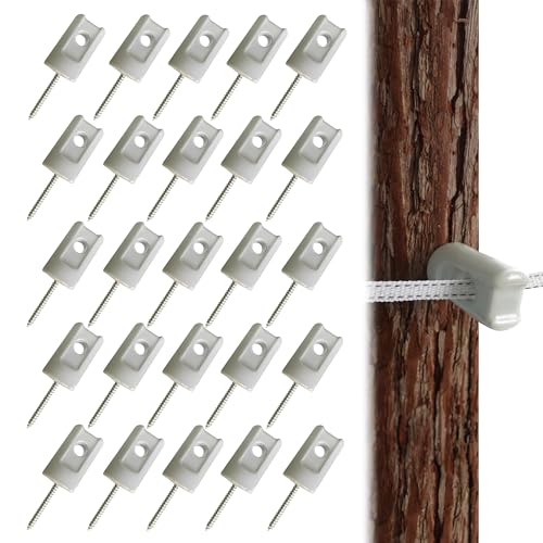 25 PCS Electric Fence Insulator Porcelain Insulator, Heavy Duty Ceramic Lag Screw Insulator Porcelain Lag Screw Insulator, Suitable for Wood Post Wire Farm Fencing Supplies - style: 25 PCS