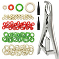 Goat Banding Kit, Livestock Castration Bander with Stainless Steel Expander Pliers, 120Pcs 4 Sizes Castrator Rings and Ring Installation Tool for Goats, Lambs, Calves, Sheep, Piglets - style: Pliers，30-S, 30-M, 30-L, 30-XL