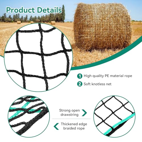 5x5 Ft Knotless Round Bale Hay Net for Horses, Livestock Feeder | Heavy Gauge Knotless Slow Feed Round Bale Hay Feeder, Ideal Feeding Net for Horses, Cattle and Sheep on Farms & Pastures