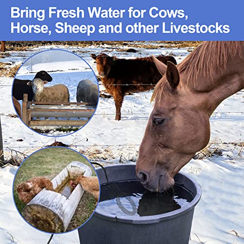 500W De-icer Submergible Bird Bath Heater Aluminum Cast for Livestock Poultry Horses, Cows, Birds, Wildlife Drinking Indoor Outdoors in Winter with 10 Foot Cord Birdbath Water Heater