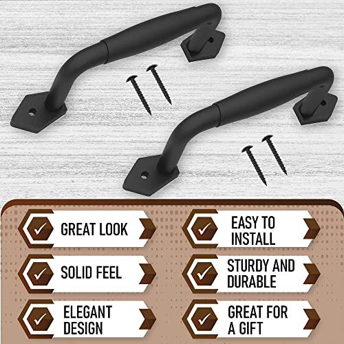 2-Pack 8 Inch Diamond Tapered Barn Door Handle - Black Cast Iron Pull for Sliding Doors, Gates, Sheds, Fences, Closets - Indoor Outdoor Farmhouse Hardware - size: 8" - 2 Pack, style: Diamond Tapered