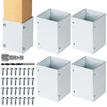 Stainless Steel Adjustable (Range 3.3"-6") Post Protector, Protects Wooden Mailboxes and Fences from Lawnmower and rain Damage (White, 4 Set) - color: White, size: 4 set