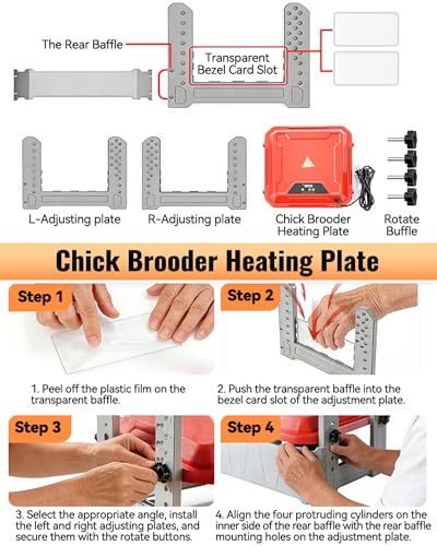 Chicken Brooder Plate, Smart Chick Heat Brooder Adjustable Temperature with LCD Display, 50W Chick Heater with 3-Sided Panels, 10"x10" Coop Accessory for Chicken Coop, Ducklings