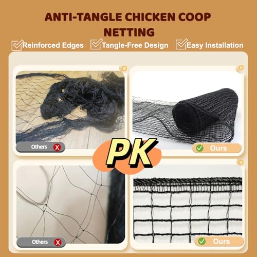 Heavy Duty Bird Netting for Chicken Coop, 19.5 x 19.5 ft 0.8”Mesh HDPE Chicken Netting for Hawks with Reinforced Edges, Durable & Reusable Poultry Netting for Garden Raised Beds & Fruit Trees - size: 19.5ft*19.5ft