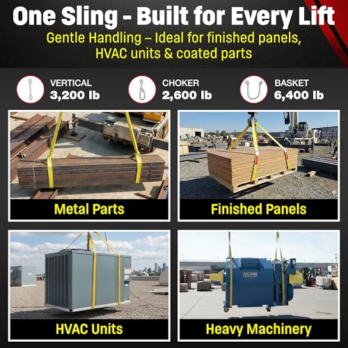 DD Sling 1 Inch x 16 Foot Nylon Lifting Sling – USA Made, 3,200 lb Vertical, 2,600 lb Choker, 6,400 lb Basket – 2-Ply Heavy Duty 900 Webbing, Type 4 Twisted Eye & Eye Rigging Sling - size: 1 in x 16 ft
