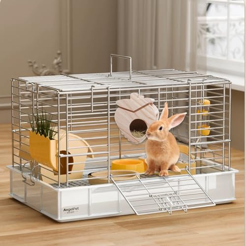 JanYoo Rabbit Hay Feeder,Natural Wooden Hay Holder for Guinea Pigs Bunny Cage Rabbit Hay Dispenser Hanging Standing-Strawberry - size: Strawberry