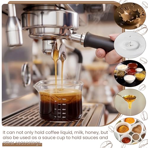 2 Pcs Espresso Measuring Cups 100ml/3oz Espresso Shot Glasses with V-shaped Mouth Clear Pouring Cup Milk Frothing Pitcher Accessories