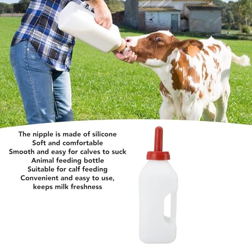Calf Bottle, Calf Nursing Bottle with a Replacement Nipple 2l | 2 Quart Calf Nursing Bottle Rubber Screw Nipple with Silicone Replacemen Cap for Baby Cattle Lambs Goats Kids