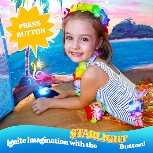 W&O Starlit Oasis Inflatable Fort with Lights & Sound - Fan Not Included | Starlit Oasis Aerodome with LED Lights, Sound Button, Glow-in-Dark Stars, Easy Entry/Exit. Fan Not Included, Ages 3-12 - color: Starlit Oasis