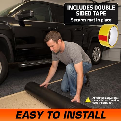 Armor All Jumbo XXL Garage Floor Mat (22' x 8'10"), Waterproof Garage Flooring, Absorbent, Premium Oil Spill Resistant Garage Pad, Durable, Protects Surfaces (Includes Double Sided Tape) (USA Made) - size: 8'10" x 22' (Rectangular)