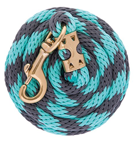 Weaver Equine Performance Lead Rope, Lime Zest, 8' Horse Value Rope with Brass Plated 225 Snap, Soft Comfort Grip, Barn Horse Tack for Daily Use - color: Gray/Mint