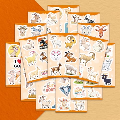 100Pcs Goat Stickers Bulk for Laptop, Water Bottle - Goat Gifts and Party Supplies - Farm Animals Stickers - Gift for Women & Men - color: Goat Stickers