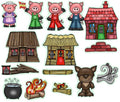 Three Little Pigs Story Set Flannel Felt Board Figures 14 Pieces PRECUT Plus Activity Pages Preschool Made in USA of Domestic Felt & Imported Ink(Medium) - size: 1 Medium Set: Three Pigs