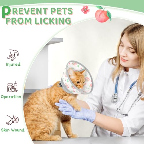 Cat Cone Collar Soft to Stop Licking, Adjustable, Foldable Lightweight Kitten Cones After Surgery Recovery for Cats & Kittens, Cat Cone Alternative, Easy Eating (PinkWhite, S) - color: PinkWhite, size: S