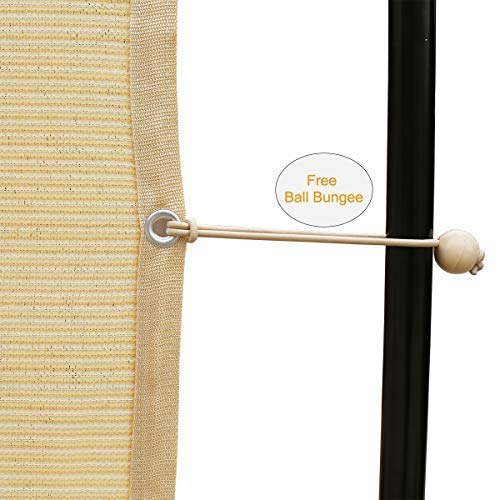 Shatex 90% Shade Fabric 6' x 10' Sun Shade Cloth with Grommets for Pergola Cover Canopy, Wheat, 12 Bungee Balls - color: wheat, size: 6x10ft