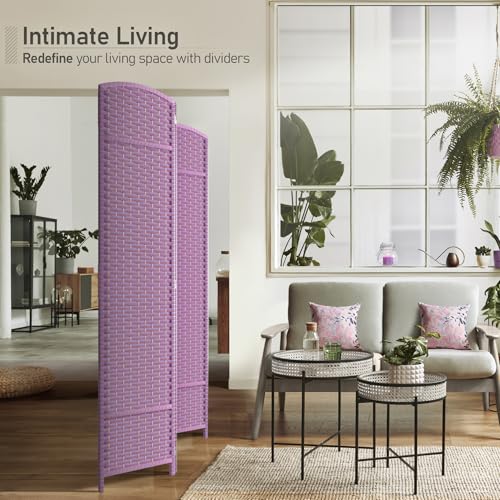 Sorbus Foldable Room Divider, Mesh Privacy Screen (4 Panel, Pink Purple) | Folding screens, dividers for rooms, double-hinged panels; freestanding partition for bedrooms, offices and shared areas - color: Pink Purple, size: 4 Panel