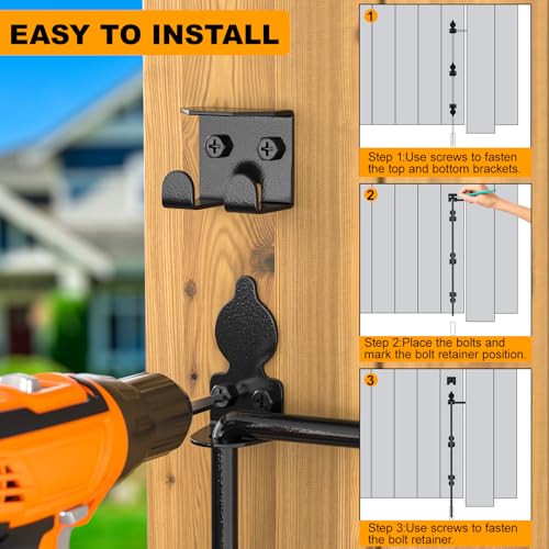 36" Cane Bolt Drop Rod for Gate, Heavy Duty Gate Latch 1 Pack | Gate Latch for Wooden Fence Metal Gates, Gate Ground Stopper Hardware for Wood PVC Vinyl Metal Gates - color: 36"-Black, size: 1 Pack