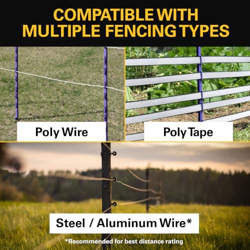 Zareba Solar Electric Fence Charger, 5 Mile Range Low Impedance Energizer | 360-Degree Rotation, T-Post Mounting Bracket, Rotational Grazing Fence Charger for Livestock & Cattle, Contain Animals
