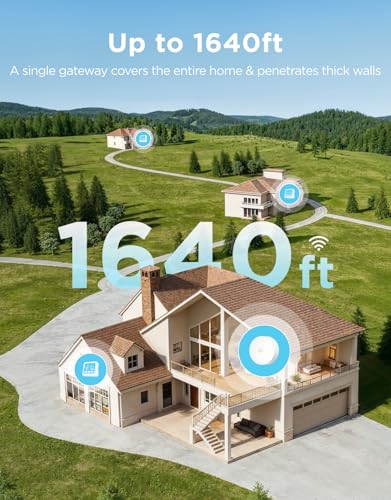 GoveeLife WiFi Thermometer Hygrometer 5-in-1, Large LCD 3-Pack with Gateway | Temperature and humidity monitor with weather station, remote sensor, indoor thermometer for home baby room greenhouse - style: Sub-1G Gateway+3 Pack