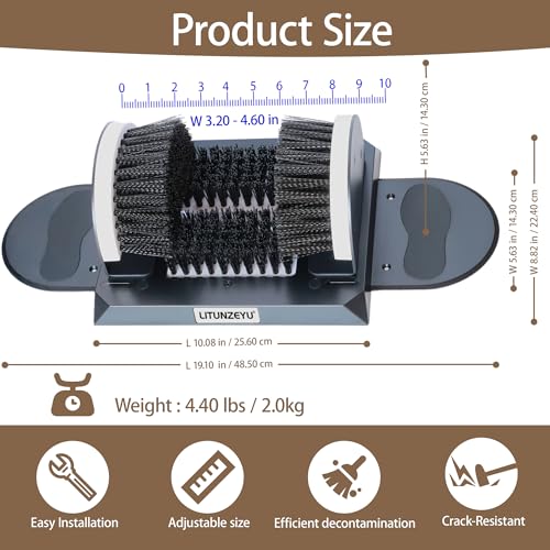 Adjustable Width Boot Scrubber & Shoe Cleaner - Heavy Duty, Outdoor | Rugged Bristle Brush for Mud,Dirt,Snow - Crack-Resistant,No Shedding - For Garden,Farm,Garage - Rustproof & Easy Clean