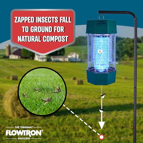 Flowtron Bug Zapper, 2 Acres Outdoor, 120W UV, 5600V, Octenol, Made in USA | Bug zapper for farms, commercial spaces, and large yards - UV and octenol kill mosquitoes, flies, and gnats - CSA certified