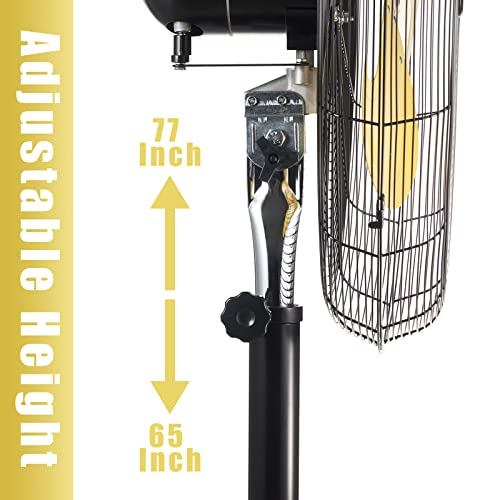 HiCFM 30" Pedestal Standing Fan, 80° Oscillating Heavy Duty Metal Stand Fan | 8300 CFM High Velocity Fan for Industrial, Commercial, Garage, Warehouse, Workshop Use - UL Listed - size: 30 inch