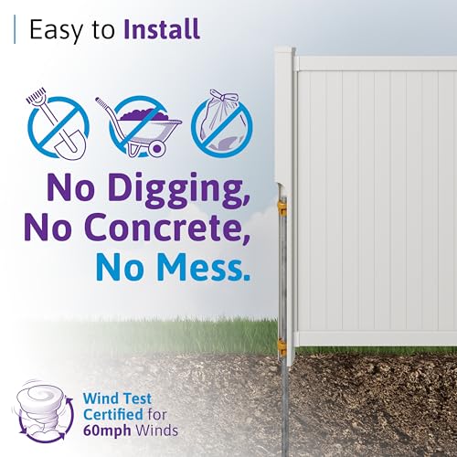 WamBam 6ft White Vinyl Finishing Post | No Dig, Steel Pipe Anchor, for Cambridge Fence, BL19112 - color: 6ft Tall Finishing Post