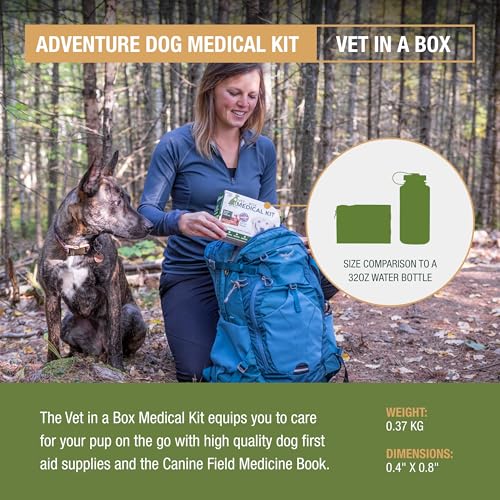 Adventure Dog Medical Kit - Vet in a Box | Includes Disposable Skin Stapler, QuikClot Gauze & Hemostat Forceps, Plus LED Headlamp for Hands-Free Pet First Aid