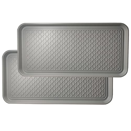 Large Multifunctional Boot Tray 2 Pack Boot Mat Washable Indoor or Outdoor Tray Mat Doormats for Shoes Boots Plants Pots Paint Tins Pet Bowls Car Storage, 30 x 15 x 1.2 Inches - color: Gray
