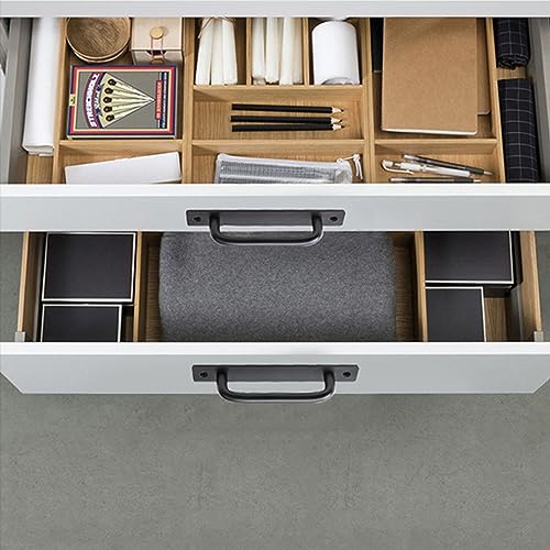 Metal Heavy Duty Barn Door Handle Flush Long Base Handle Pulls for Gate Shed Garage Door Drawer 4 Pieces (L, Black)