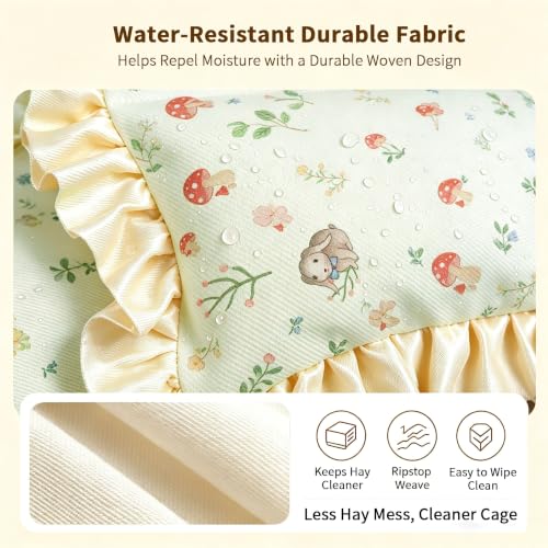 Rabbit Hay Feeder Bag for Guinea Pigs Hanging Washable 2-Hole | Reduces hay waste, bite-resistant waterproof material, easy hay refills and keeps hay dry, suitable for various small animals