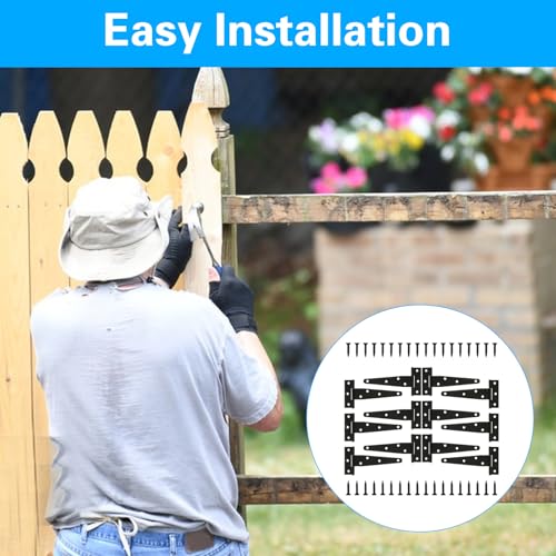 T Strap Hinges Heavy Duty, Shed Door Gate Hinges(Black) (12, 12 Pcs *6 inch) - size: 12 Pcs *6 inch