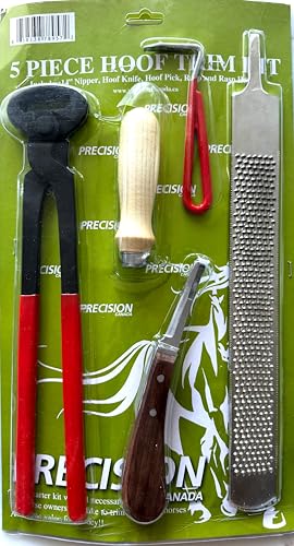 Farrier Tools 5 Pcs Hoof Trim Kit, Horse Hoof Nippers, Goat Hoof Trimmer Kit, Hoof Trimmers for Goats, Horse, Sheep, Pig, Donkey, Farrier Supplies - style: 5 Pcs Kit