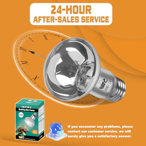 LUCKY HERP Heat Lamp Bulbs, UVA Intense Basking Spot Light Reptile Heat Lamp(Clear) 50W, Simulated Natural Sunlight Heat Lamp Bulbs for Reptile, Bearded Dragon, Amphibian, Turtle, Snake, Lizard - color: Clear Reptile Heat Lamp, size: 50W 1-Pack