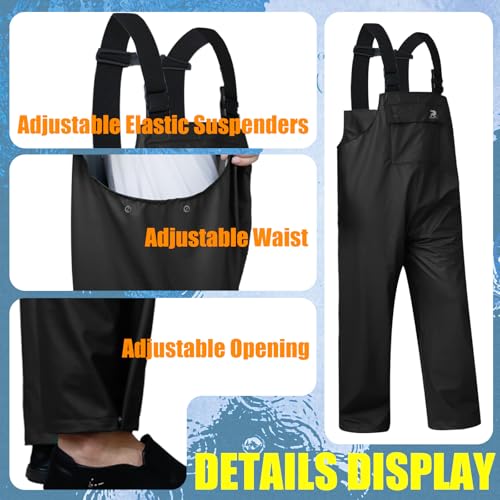 RainRider Rain Pants for Men Women Waterproof Rain Gear Bib Overalls Trousers for Fishing Hunting - color: Black, size: Small