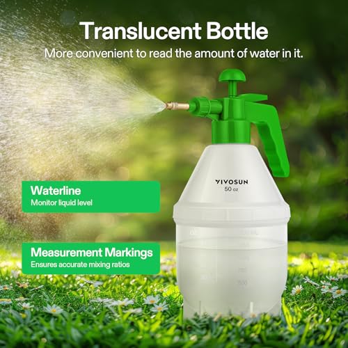 VIVOSUN 50oz Pump Sprayer, Handheld Garden Water Sprayer Bottle (Pack of 2) - color: Green, size: 50oz (Pack of 2)