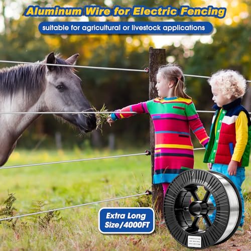 Gisafai 4000 ft 16 Gauge Aluminum Wire for Electric Fencing, Aluminum Alloy Wire for Electric Fencing, High Conductivity & Durability - size: 4000 ft 16 Gauge