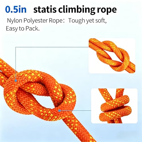 100Ft 1/2 Inch Heavy Duty Climbing Rope,Arborist Rope for Tree Pulling (Orange) - size: 100ft-Orange-1/2