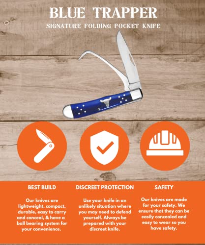 Farrier Knife - Stainless Steel Pocket Knife with Hoof Pick (Blue) - color: Blue