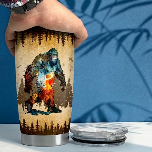 SANDJEST Bigfoot Tumbler Cup 20oz Sasquatch Gifts for Men Stainless Steel Insulated Tumblers Coffee Travel Mug Gift for Birthday Christmas - color: Bigfoot