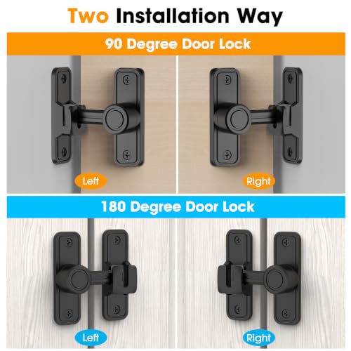 Sliding Barn Door Lock, 90 Degree Locks, 4 Pack-Black | Flip Gate Latches for Garden, Bathroom, Outdoor, Garage, Window, Barn Doors - color: 4 Pack Black
