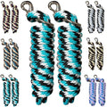 Majestic Ally Polypropylene Lead Rope with Removable Nickel Bolt Snap, 5/8 x 10 ft, for Horses and Livestock, 2 Pack (Turquoise-Black-White) - color: Turquoise-Black-White